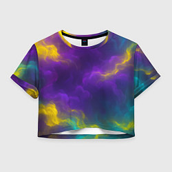Футболка 3D укороченная женская Смешение красок, цвет: 3D-принт