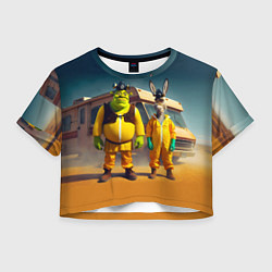 Футболка 3D укороченная женская Шрек и Данки пустились во все тяжкие, цвет: 3D-принт