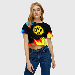 Футболка 3D укороченная женская Borussia огненные и холодные краски, цвет: 3D-принт — фото 2