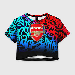 Футболка 3D укороченная женская Arsenal граффити неон, цвет: 3D-принт