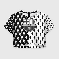 Футболка 3D укороченная женская Barcelona спортивный паттерн, цвет: 3D-принт