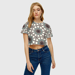 Футболка 3D укороченная женская Калейдоскоп из цветочных звезд, цвет: 3D-принт — фото 2