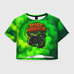 Футболка 3D укороченная женская Дорожный воин - байк с шипами, цвет: 3D-принт