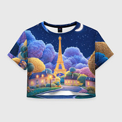 Футболка 3D укороченная женская Eiffel tower, цвет: 3D-принт