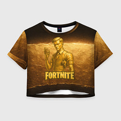 Футболка 3D укороченная женская Fortnite золотой Мидас, цвет: 3D-принт