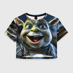 Футболка 3D укороченная женская Крупное лицо Шрека, цвет: 3D-принт
