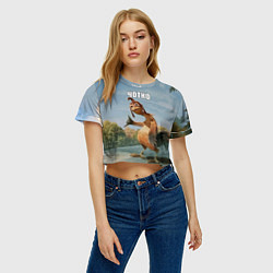 Футболка 3D укороченная женская Лови волну - чотко мем, цвет: 3D-принт — фото 2