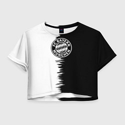 Футболка 3D укороченная женская Бавария Мюнхен черно белые штрихи, цвет: 3D-принт