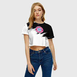 Футболка 3D укороченная женская Бавария Мюнхен черно белые штрихи, цвет: 3D-принт — фото 2