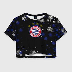 Футболка 3D укороченная женская Бавария Мюнхен снежинки ночь, цвет: 3D-принт