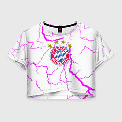 Футболка 3D укороченная женская Бавария Мюнхен неоновые молнии, цвет: 3D-принт
