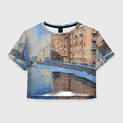 Футболка 3D укороченная женская Зимний Санкт-Петербург, цвет: 3D-принт