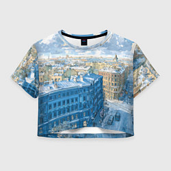 Футболка 3D укороченная женская Зимний утренний Питер, цвет: 3D-принт