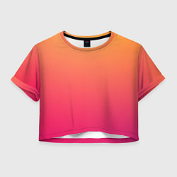 Футболка 3D укороченная женская Color orange pink, цвет: 3D-принт