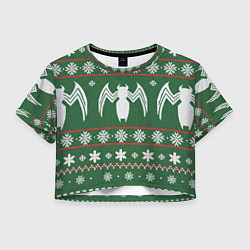 Футболка 3D укороченная женская Рождественский свитер Венома, цвет: 3D-принт