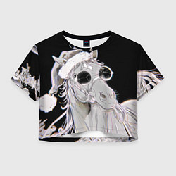 Женский топ Новогодняя лошадь в круглых очках