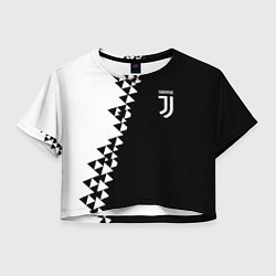Футболка 3D укороченная женская Juventus черно белая геометрия текстура, цвет: 3D-принт