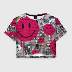 Женский топ Розовые смайлы граффити
