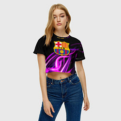 Футболка 3D укороченная женская Барселона неоновый огонь текстура, цвет: 3D-принт — фото 2