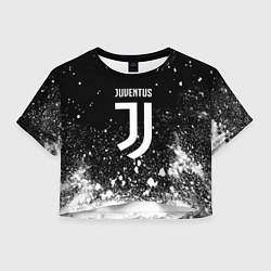 Футболка 3D укороченная женская Ювентус всплеск белых красок, цвет: 3D-принт