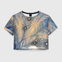 Женский топ Синие перья с самоцветами