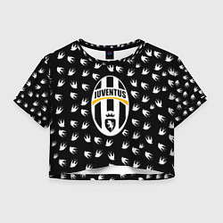 Футболка 3D укороченная женская Ювентус ласточки паттерн, цвет: 3D-принт