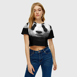 Футболка 3D укороченная женская Взгляд панды, цвет: 3D-принт — фото 2