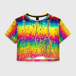 Футболка 3D укороченная женская Tie dye, цвет: 3D-принт