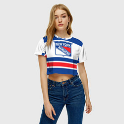 Футболка 3D укороченная женская New York Rangers, цвет: 3D-принт — фото 2