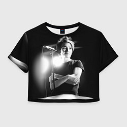 Футболка 3D укороченная женская Земфира на сцене, цвет: 3D-принт