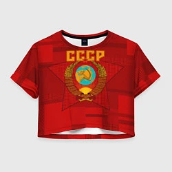 Футболка 3D укороченная женская СССР, цвет: 3D-принт