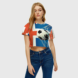 Футболка 3D укороченная женская Исландский футбол, цвет: 3D-принт — фото 2