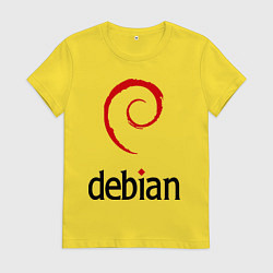 Футболка хлопковая женская Debian, цвет: желтый