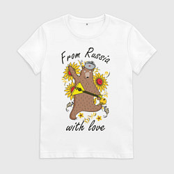 Футболка хлопковая женская From Russia with love, цвет: белый