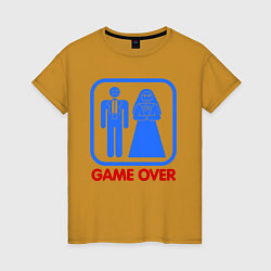 Футболка хлопковая женская Game over, цвет: горчичный