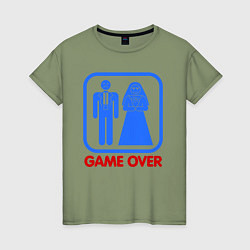 Футболка хлопковая женская Game over, цвет: авокадо
