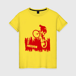 Футболка хлопковая женская Велосипед, цвет: желтый