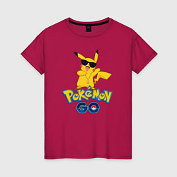 Футболка хлопковая женская Pokemon GO, цвет: маджента