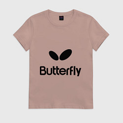 Футболка хлопковая женская Butterfly Logo, цвет: пыльно-розовый