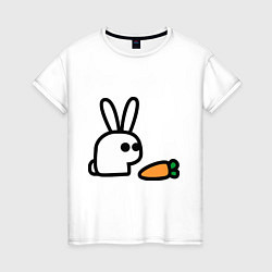 Футболка хлопковая женская Заяц и морковка, цвет: белый