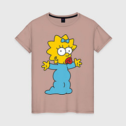 Футболка хлопковая женская Maggie Simpson, цвет: пыльно-розовый