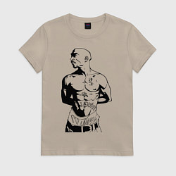 Футболка хлопковая женская 2pac, цвет: миндальный