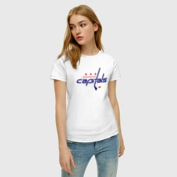Футболка хлопковая женская Washington Capitals, цвет: белый — фото 2