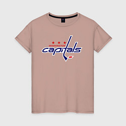 Футболка хлопковая женская Washington Capitals, цвет: пыльно-розовый