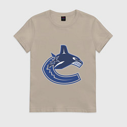 Футболка хлопковая женская Vancouver Canucks, цвет: миндальный