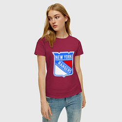 Футболка хлопковая женская New York Rangers, цвет: маджента — фото 2