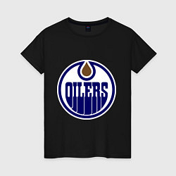 Футболка хлопковая женская Edmonton Oilers, цвет: черный