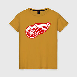 Футболка хлопковая женская Detroit Red Wings, цвет: горчичный