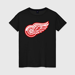 Футболка хлопковая женская Detroit Red Wings, цвет: черный