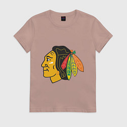 Футболка хлопковая женская Chicago Blackhawks, цвет: пыльно-розовый